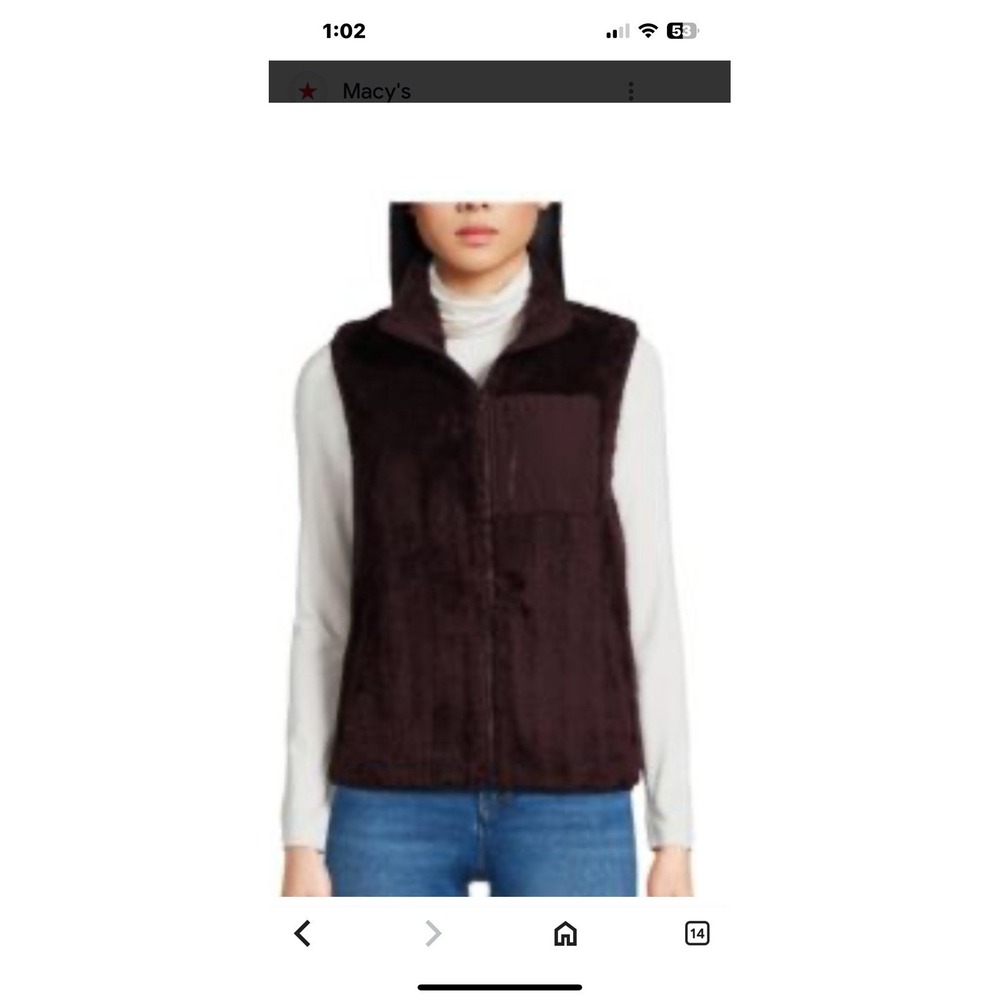 Land's End Zip Front Fleece Vest‎ Maroon Size M